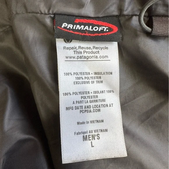 Patagonia Men's Nano Puffer Lightweight Primaloft Insulated Gray Jacket Large - Picture 5 of 10